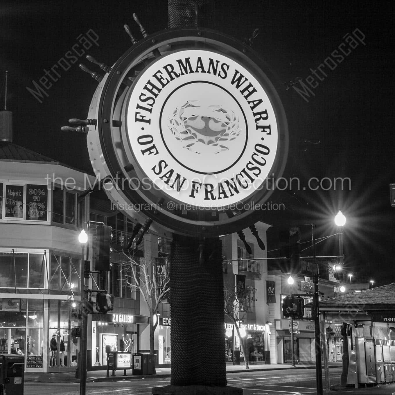 fishermans wharf night Black & White Office Art