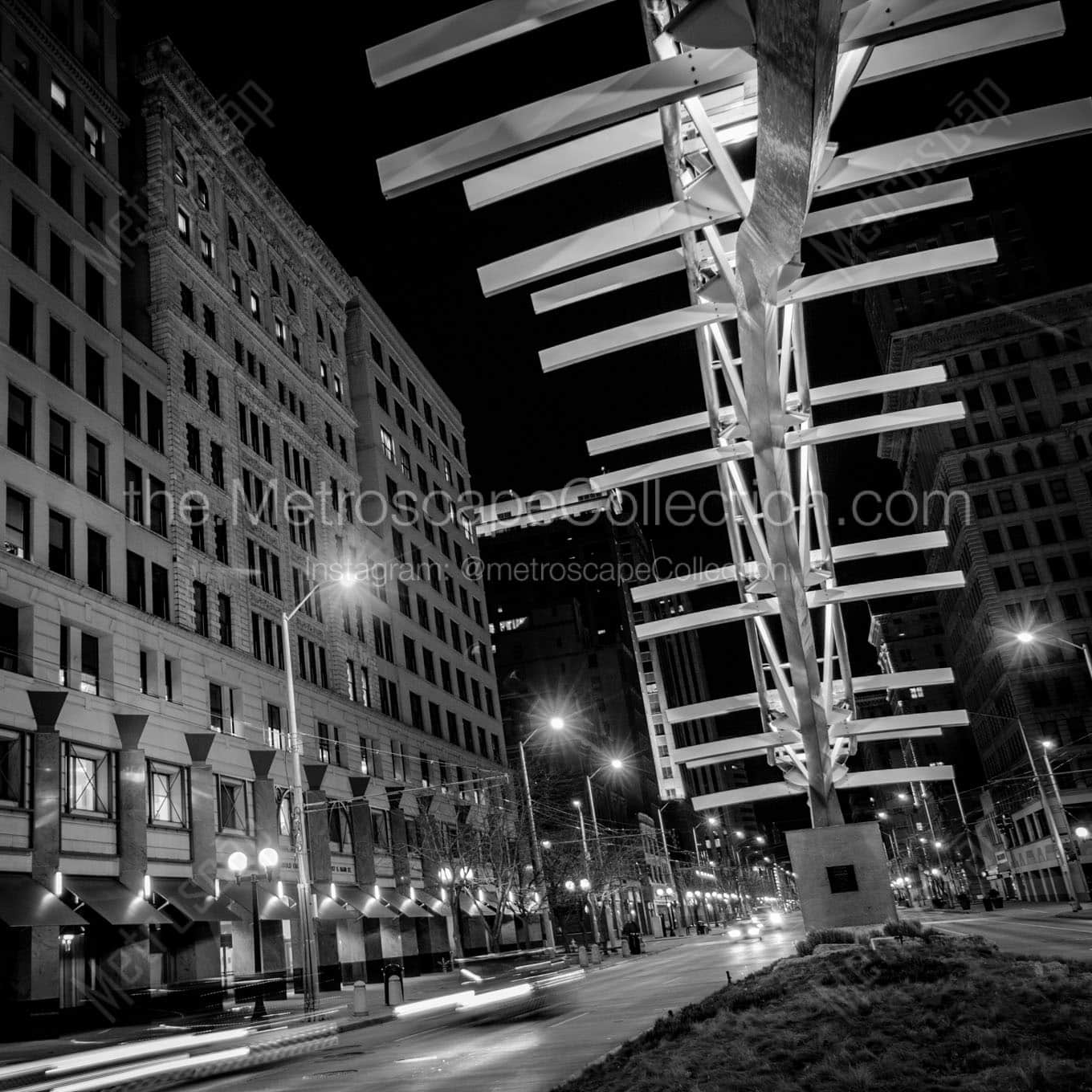 flyover sculpture downtown dayton Black & White Office Art