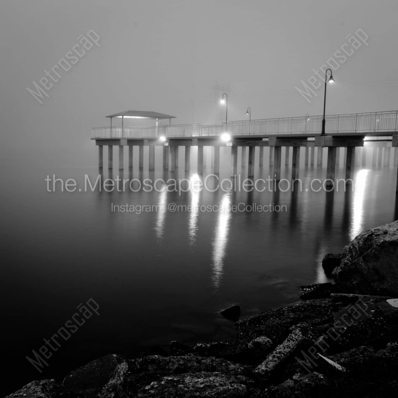 foggy lake ponchartrain sunrise Black & White Office Art