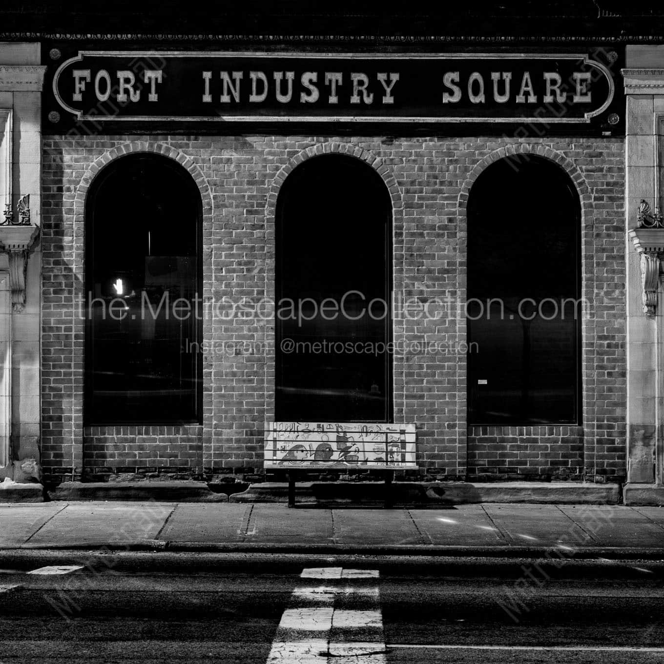 fort industry square at night Black & White Office Art