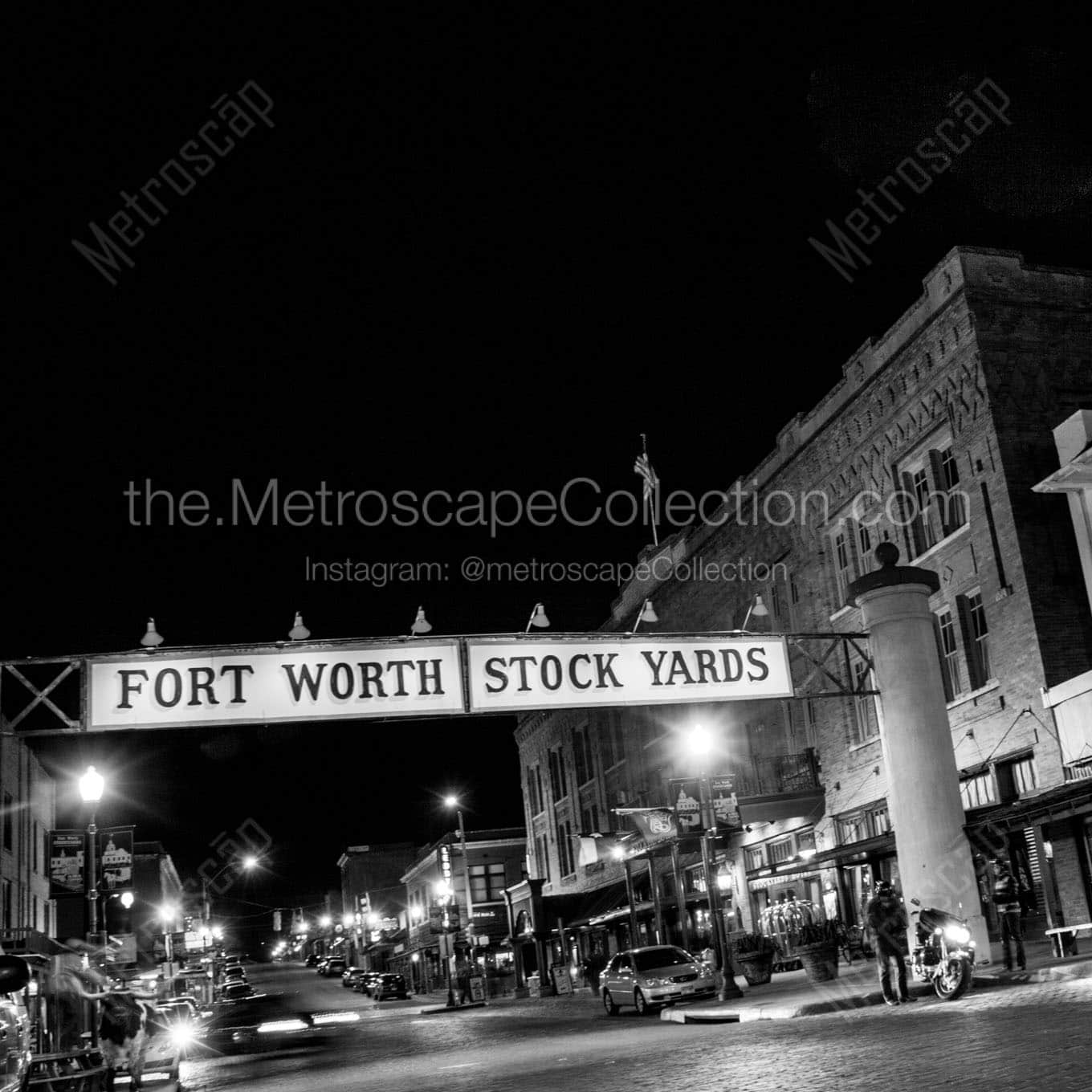 fort worth stockyards Black & White Wall Art