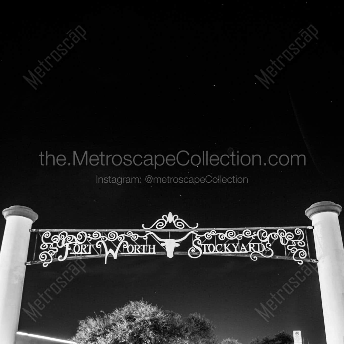fort worth stockyards entrance rodeo plaza Black & White Wall Art