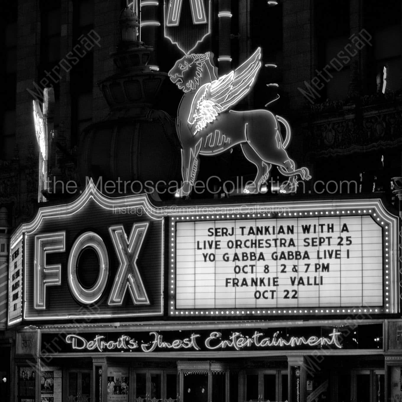 fox theater at night Black & White Office Art