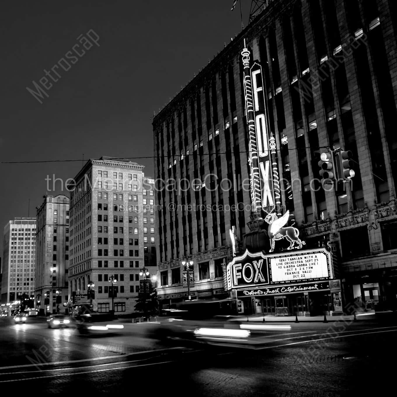 fox theater on woodward Black & White Office Art