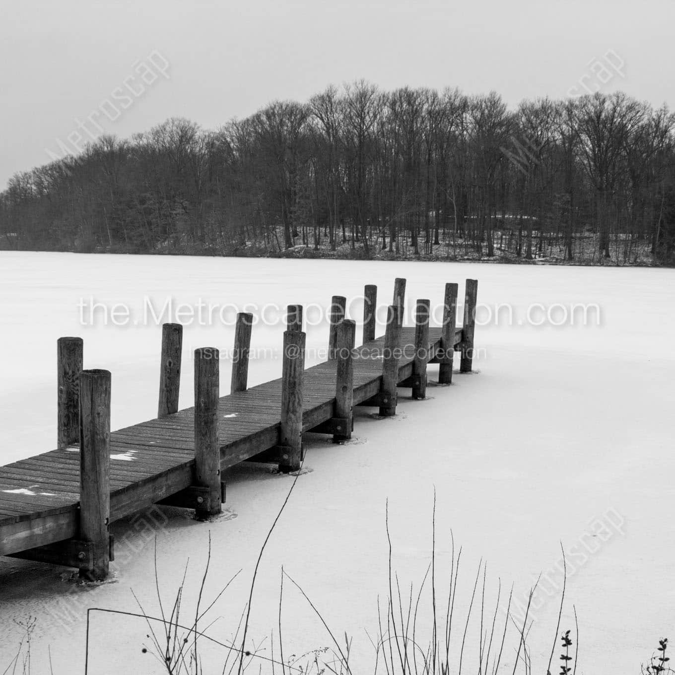 frozen over newport lake in mill creek park Black & White Office Art