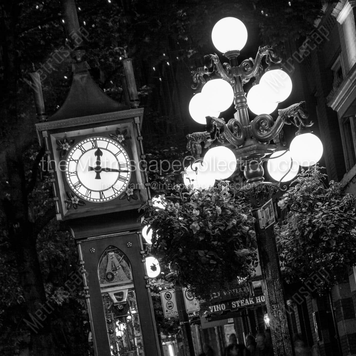 gastown steam clock at night Black & White Office Art