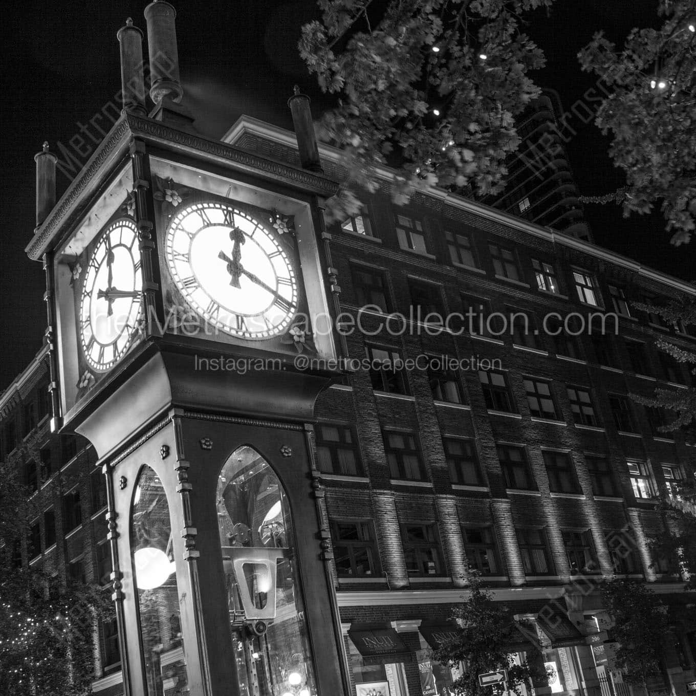 gastown steam clock at night Black & White Office Art