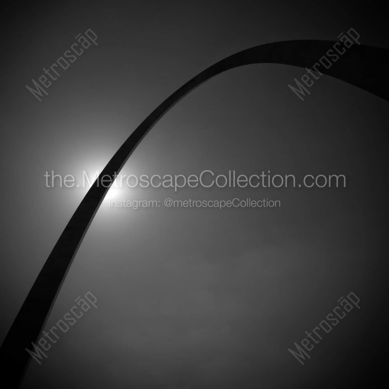 gateway arch backlit by sun Black & White Office Art