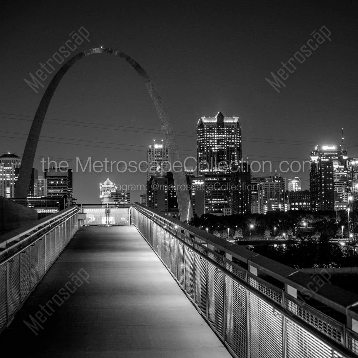 gateway arch from overlook Black & White Office Art