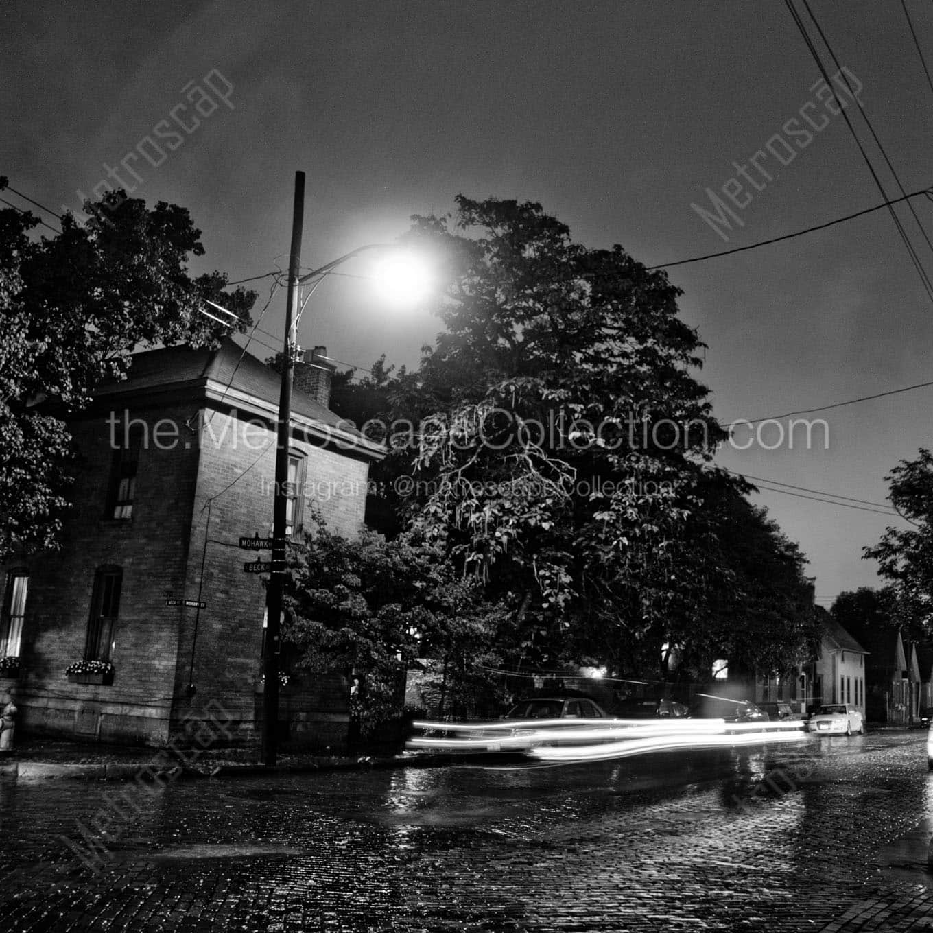 german village august rain storm Black & White Office Art