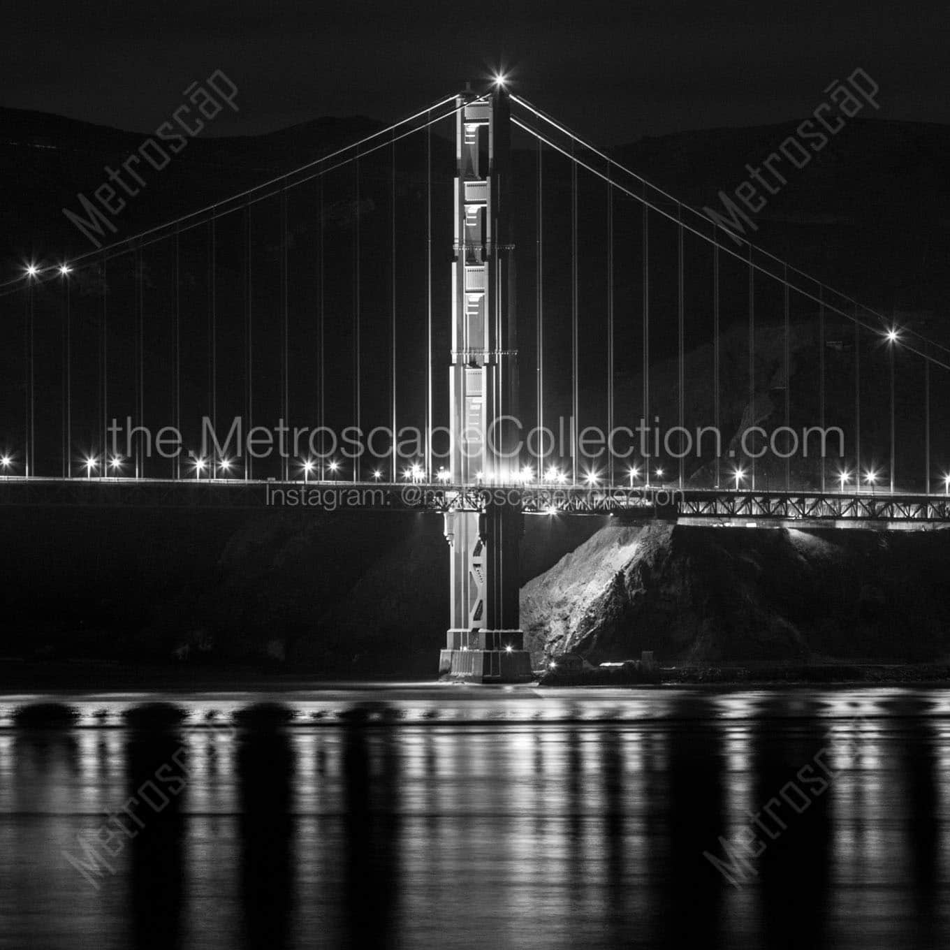 gg bridge from coit tower Black & White Office Art