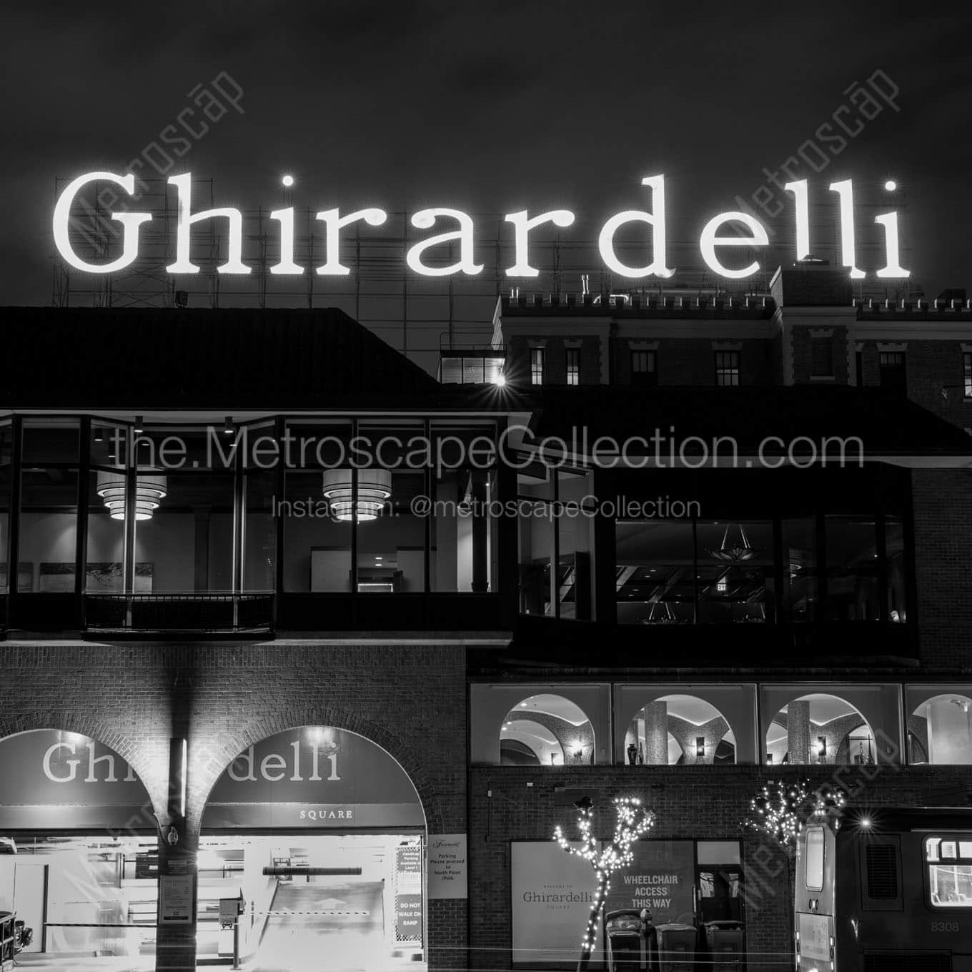 ghirardelli square night Black & White Office Art
