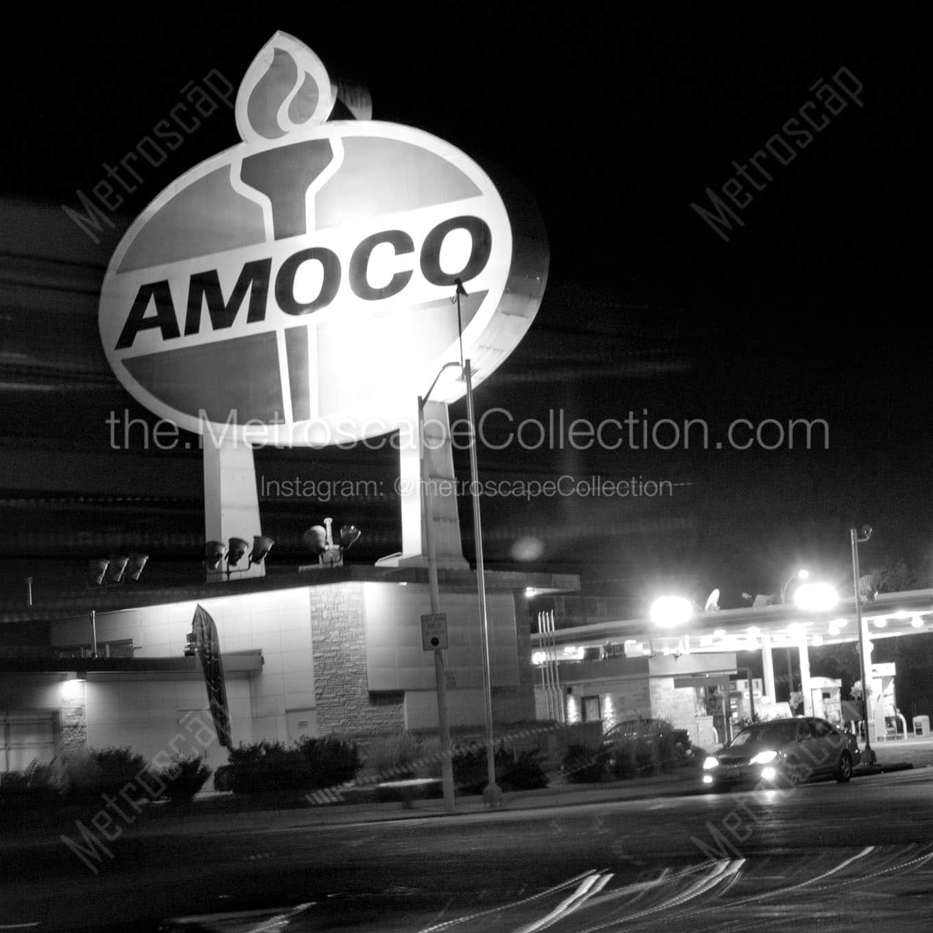 giant amoco sign Black & White Office Art