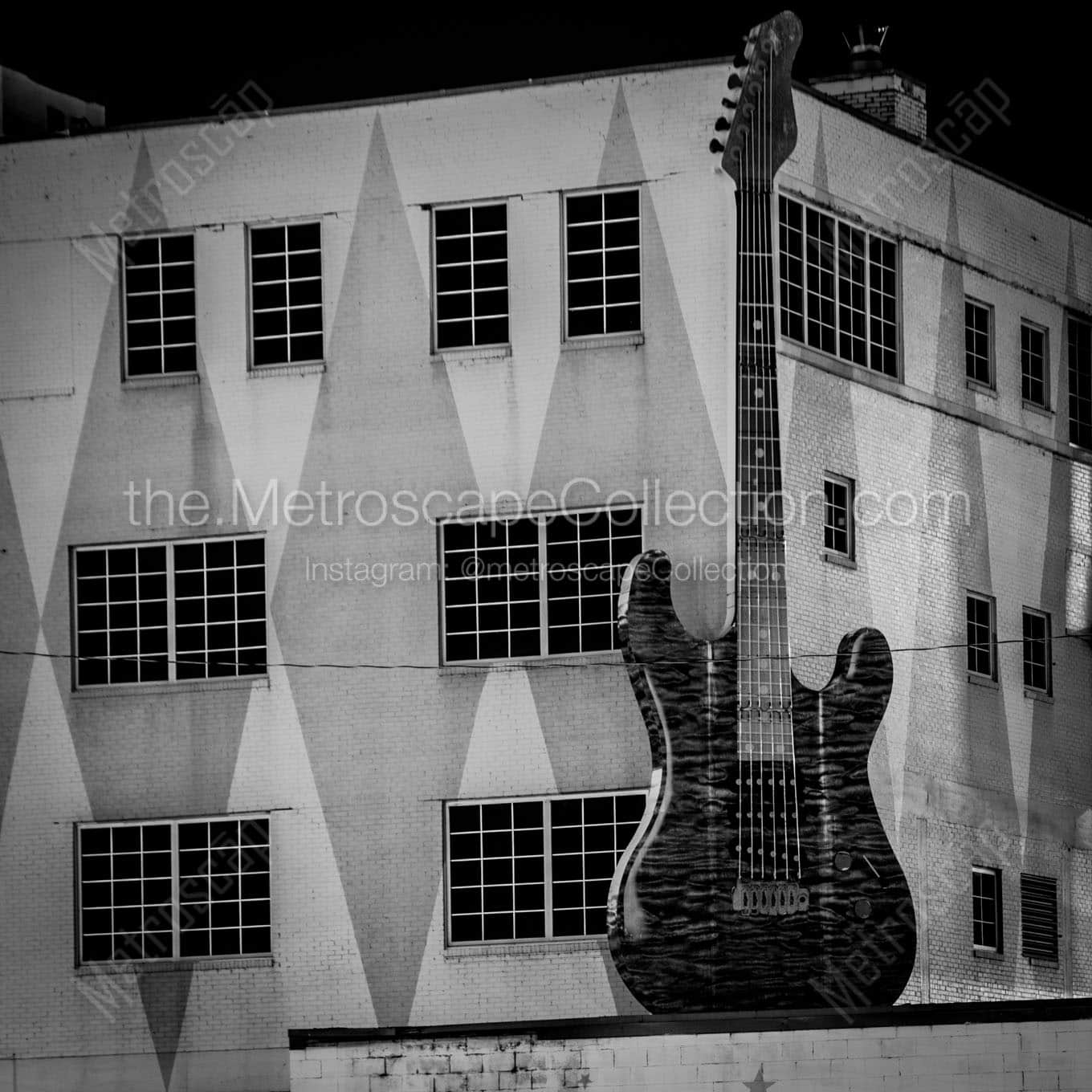 gibson guitar building at night Black & White Office Art