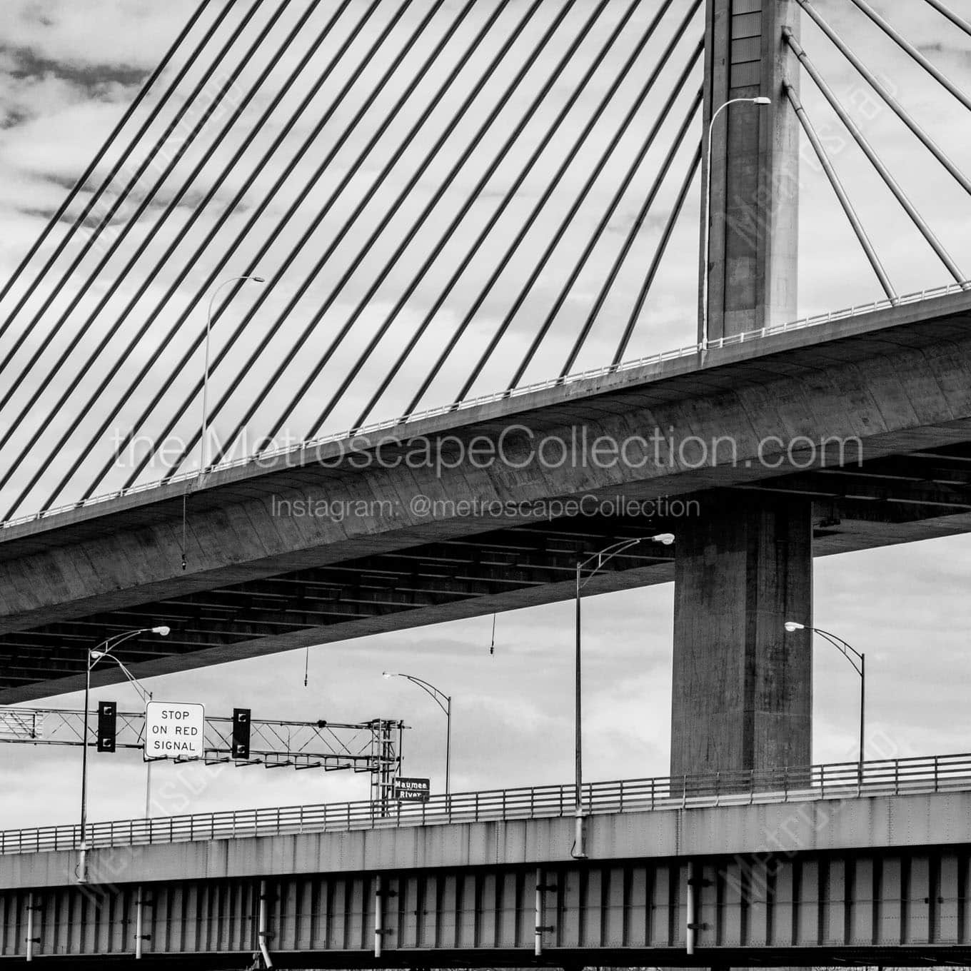 glass city skyway bridge Black & White Office Art
