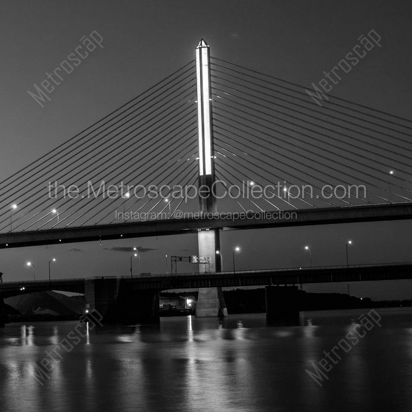glass city skyway bridge at night Black & White Office Art