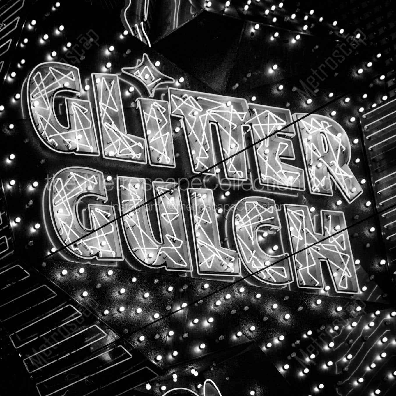 glitter gulch at night Black & White Office Art