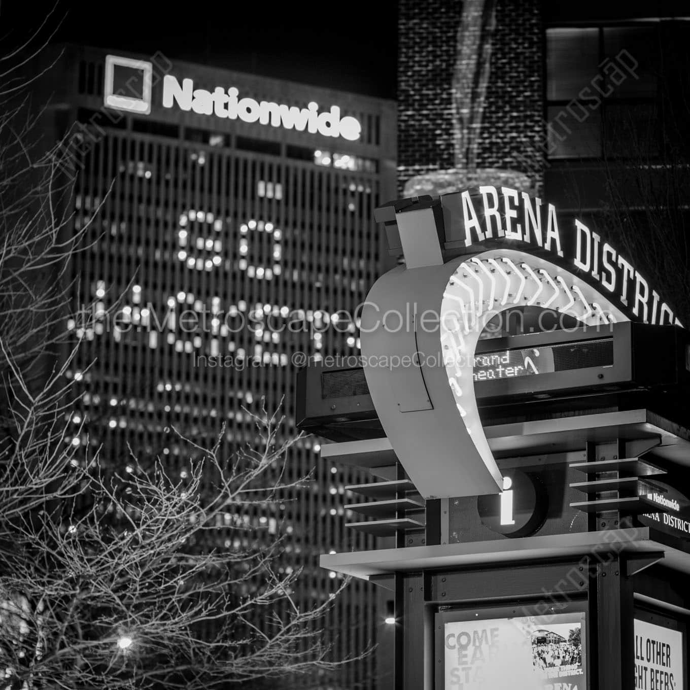 go jackets and arena district sign Black & White Office Art