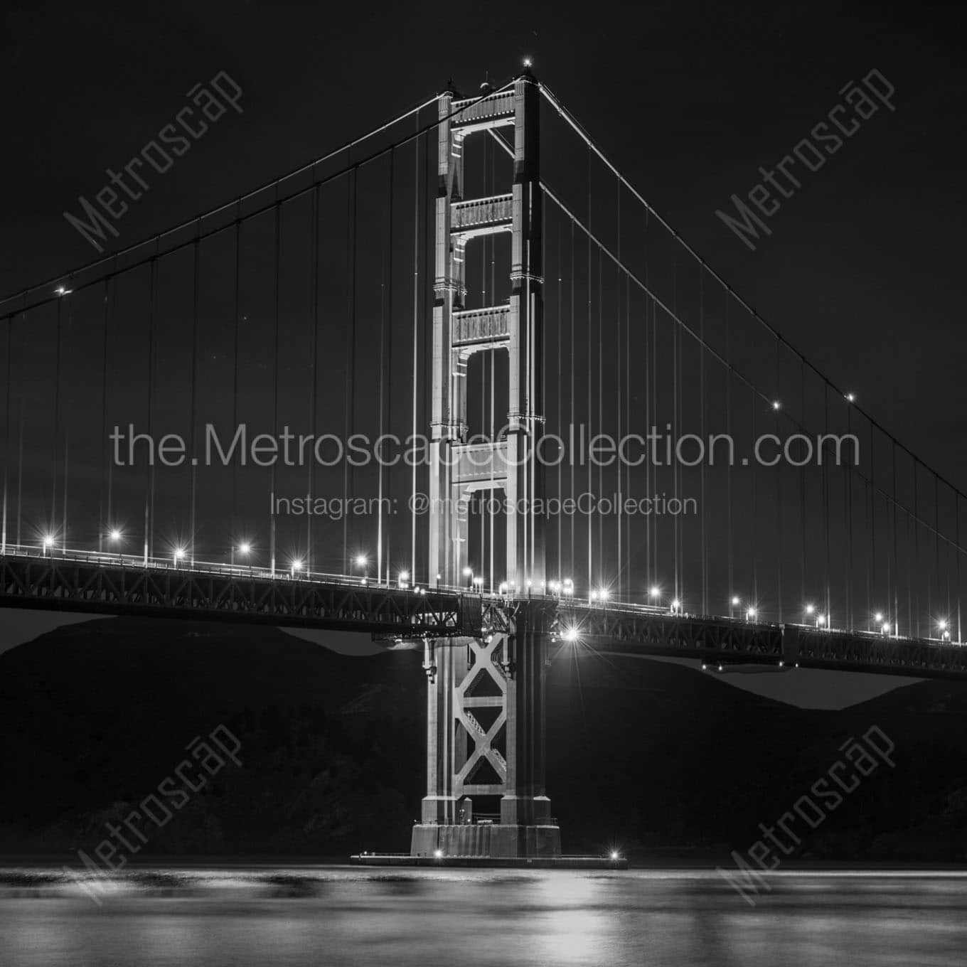 golden gate bridge night Black & White Office Art