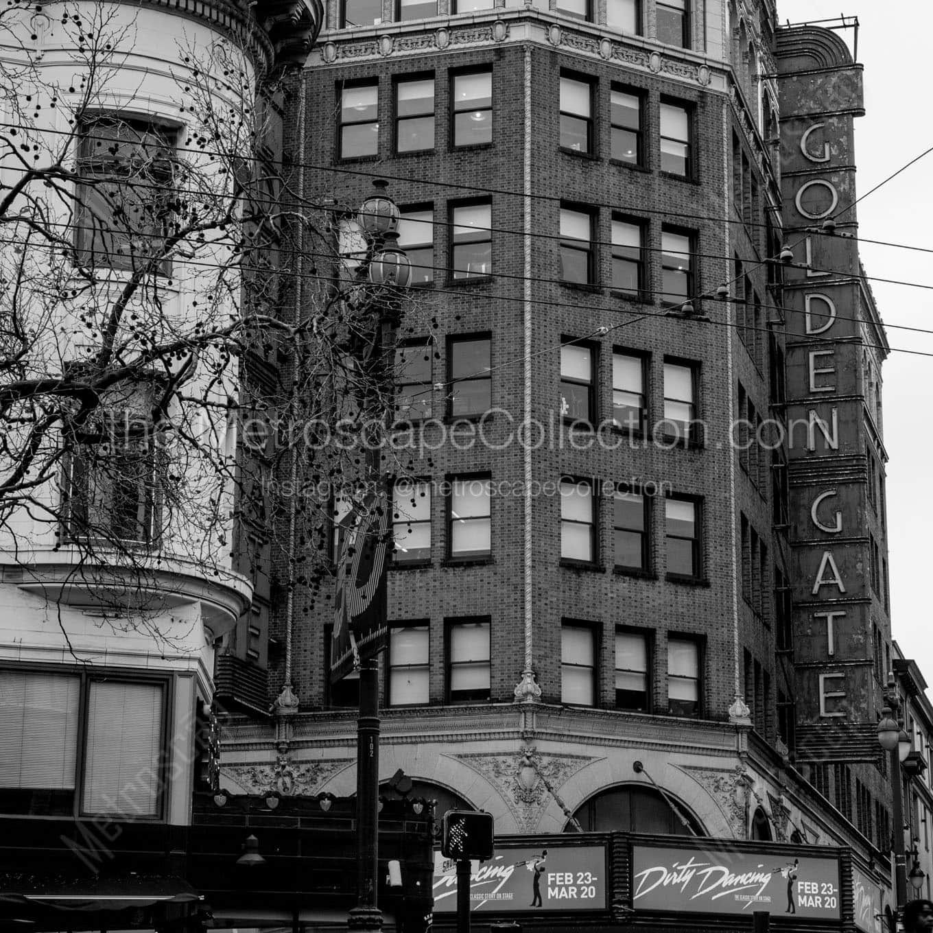 golden gate theater Black & White Office Art