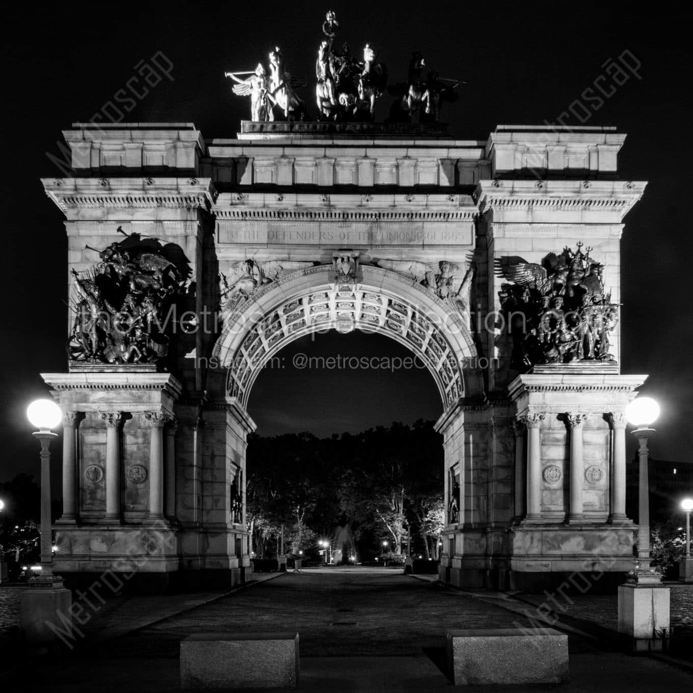 grand army arch prospect park brooklyn Black & White Office Art