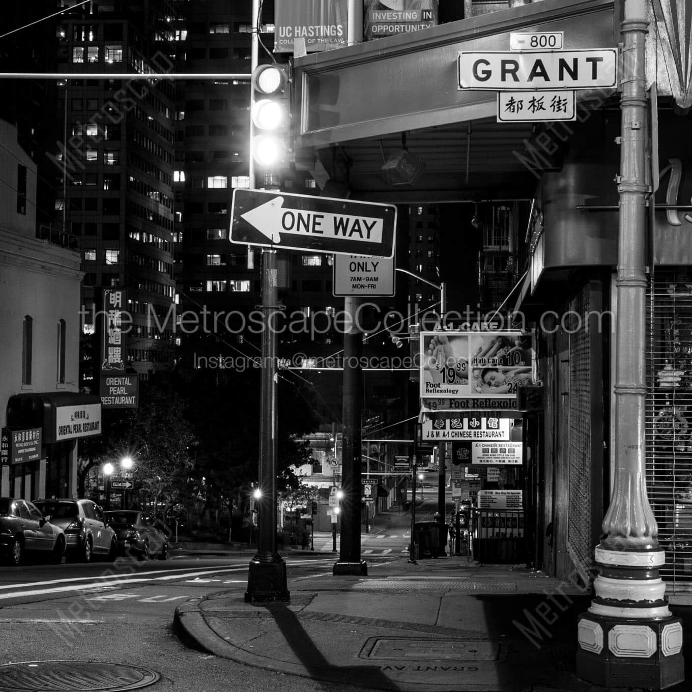 grant ave chinatown Black & White Office Art