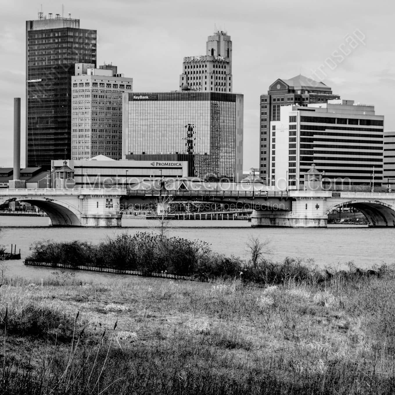 gray toledo skyline Black & White Office Art