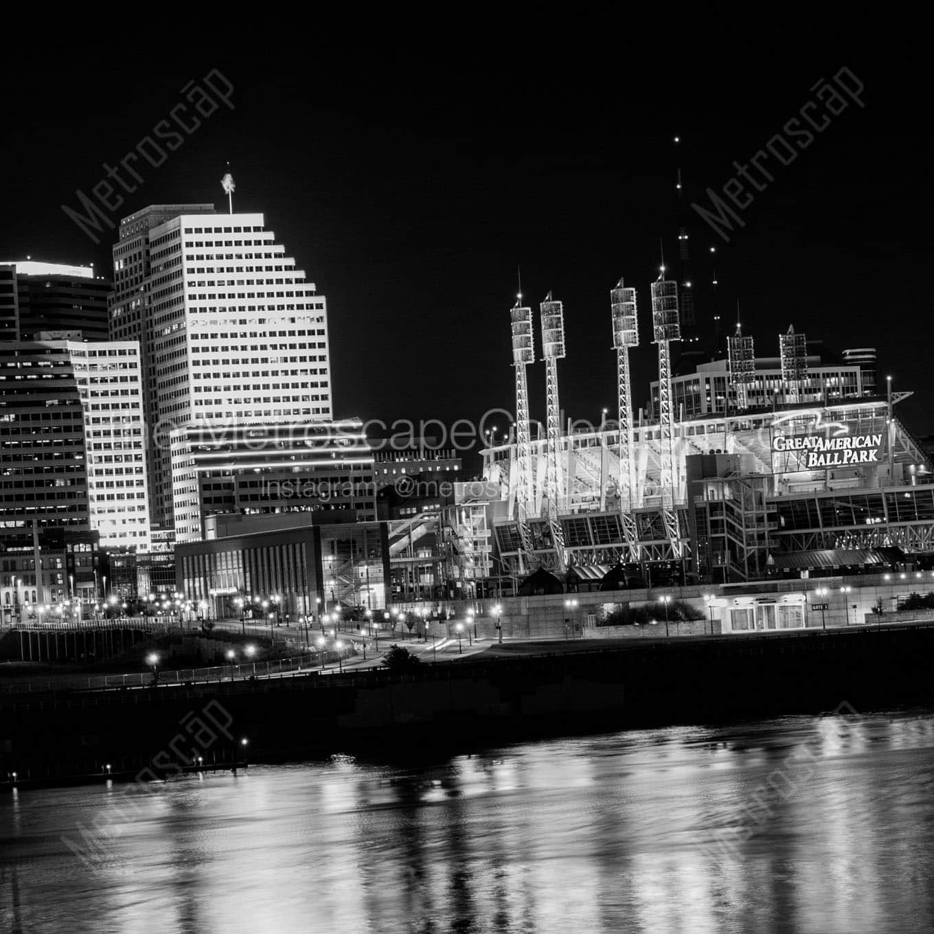 great american ballpark ohio river Black & White Office Art