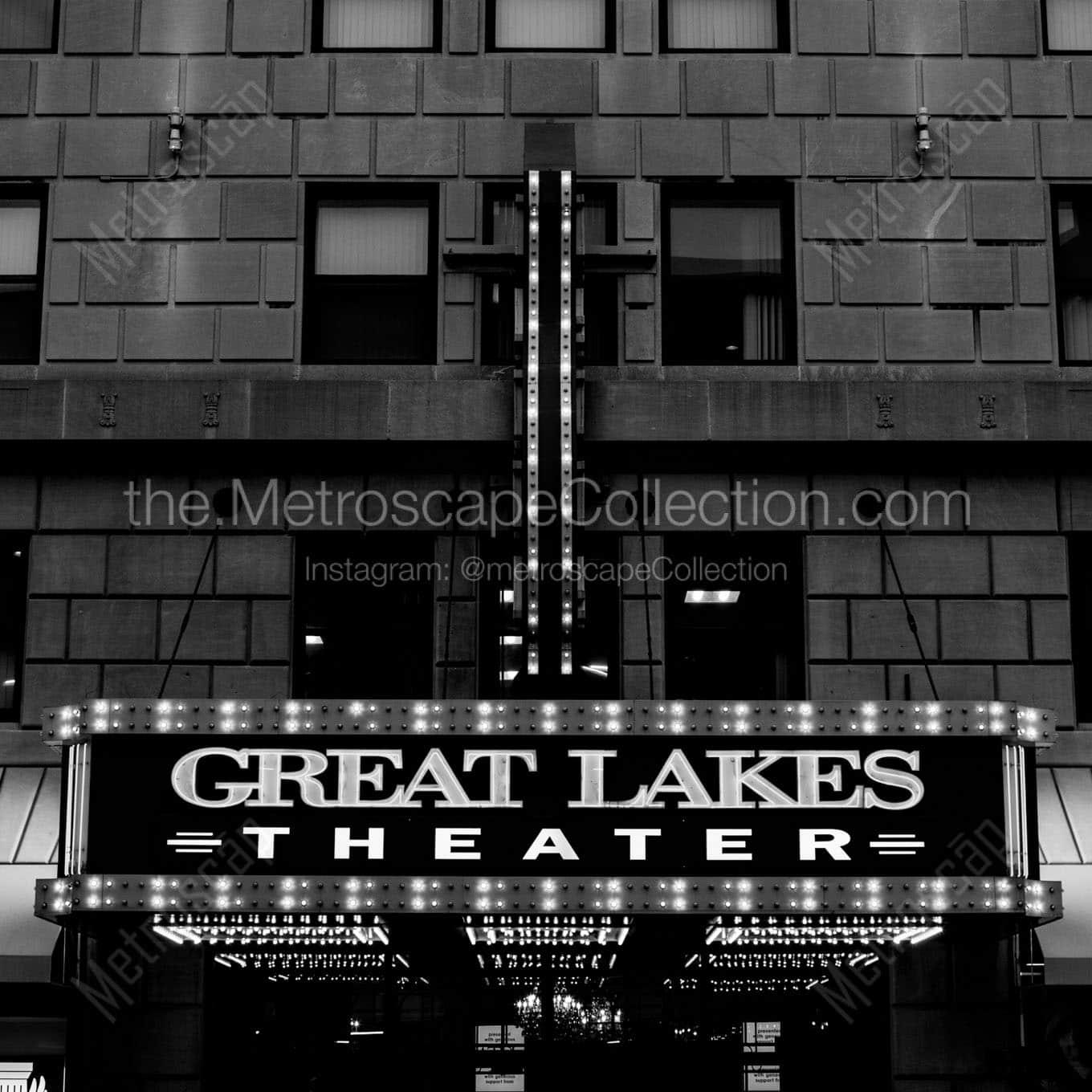 great lakes theater marquee Black & White Office Art