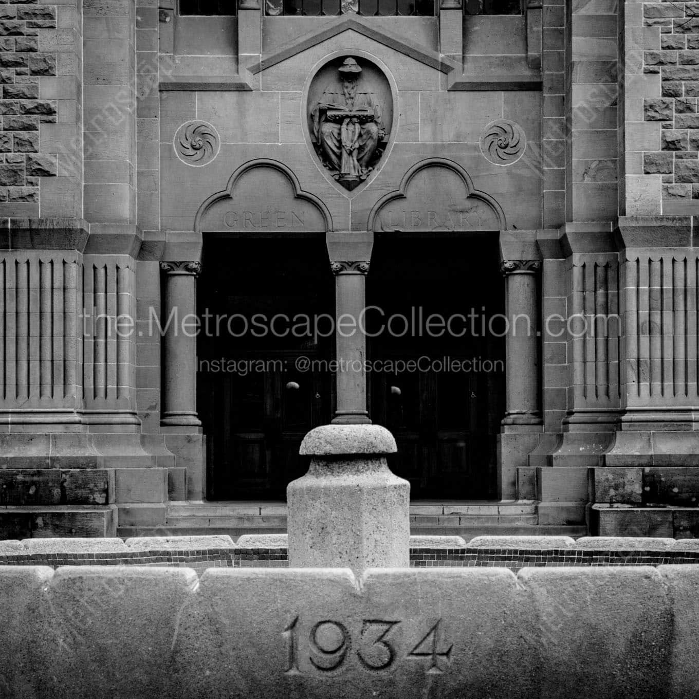 green library stanford campus Black & White Office Art