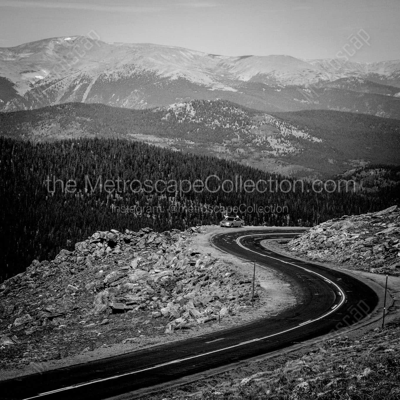 hairpin turn mt evans road Black & White Office Art