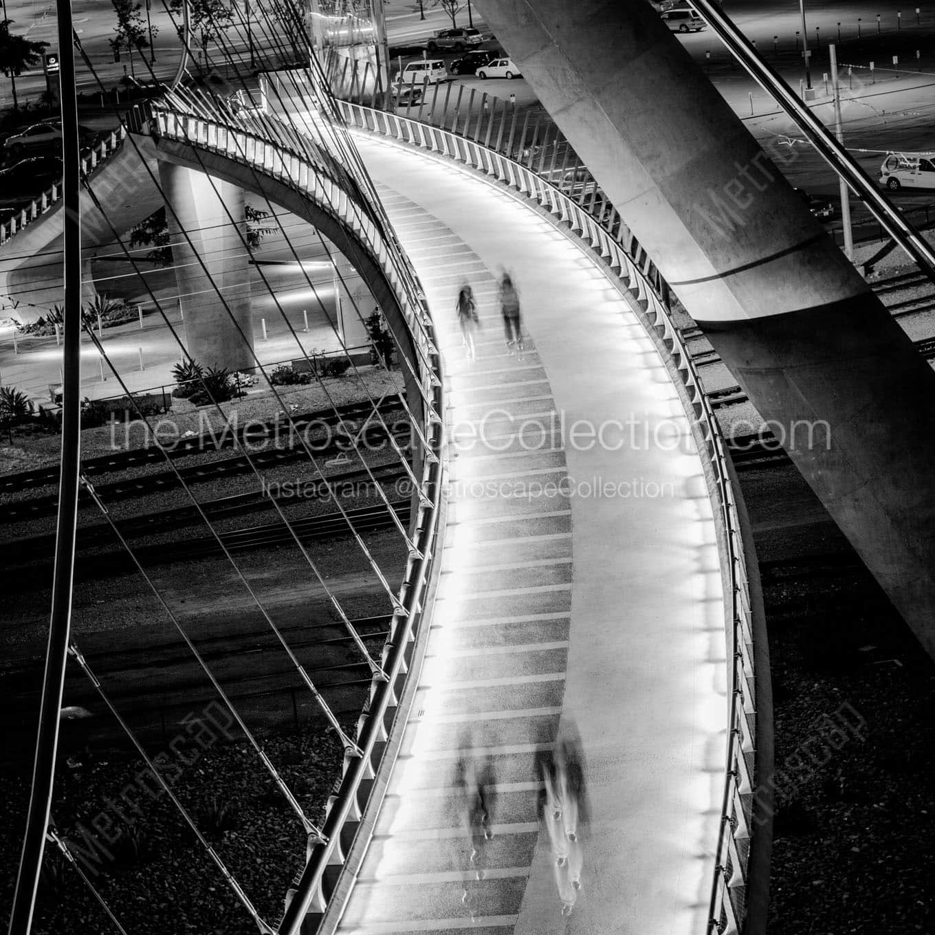 harbor drive pedestrian bridge at night Black & White Office Art