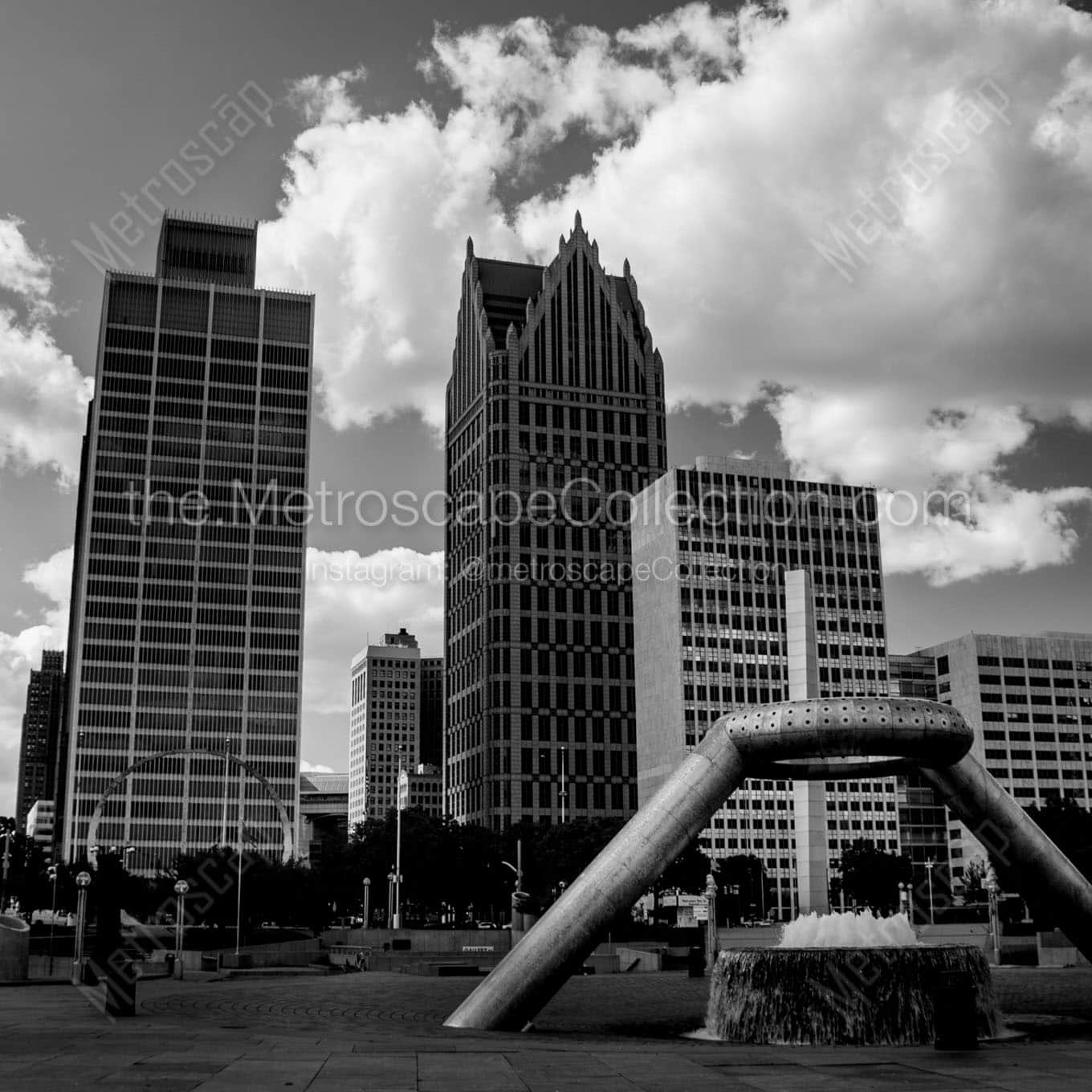 hart plaza Black & White Office Art