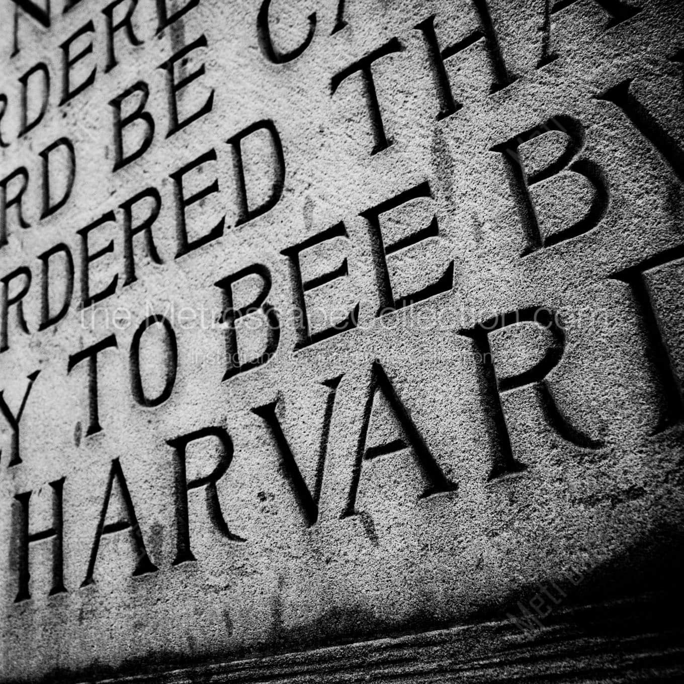 harvard cornerstone inscription Black & White Office Art