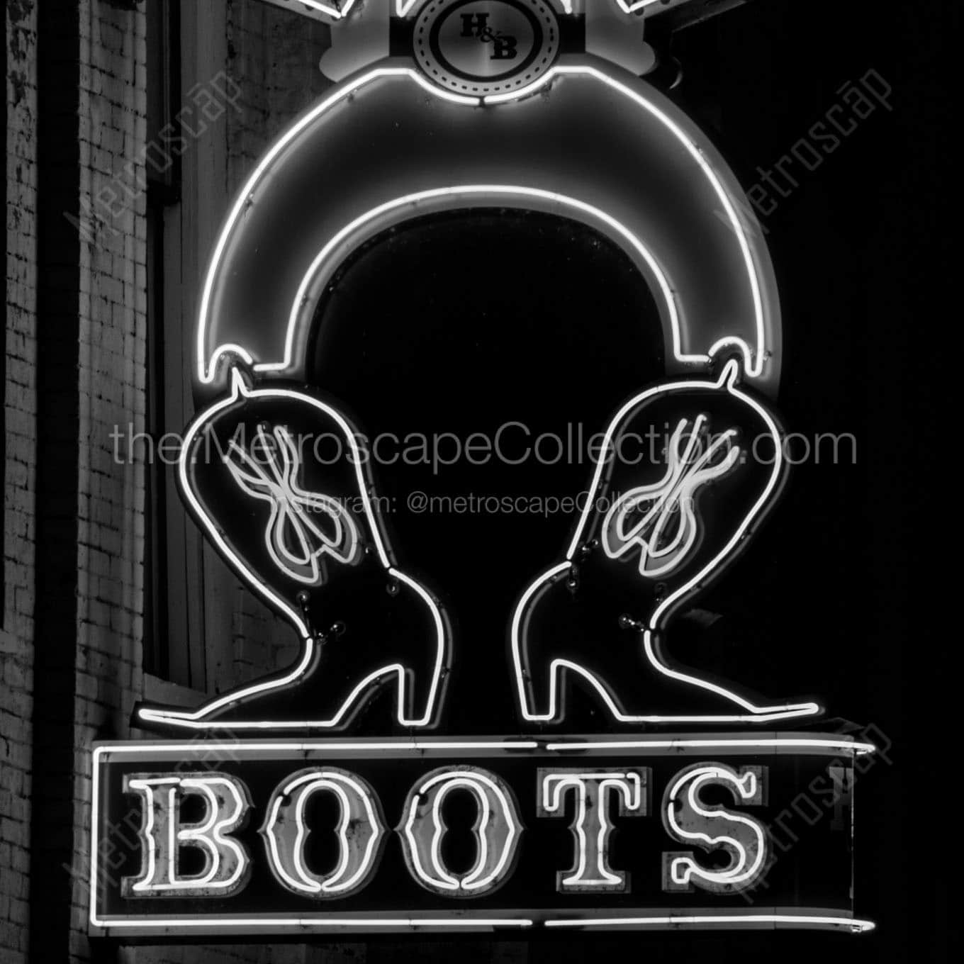 hats and boots neon sign Black & White Office Art
