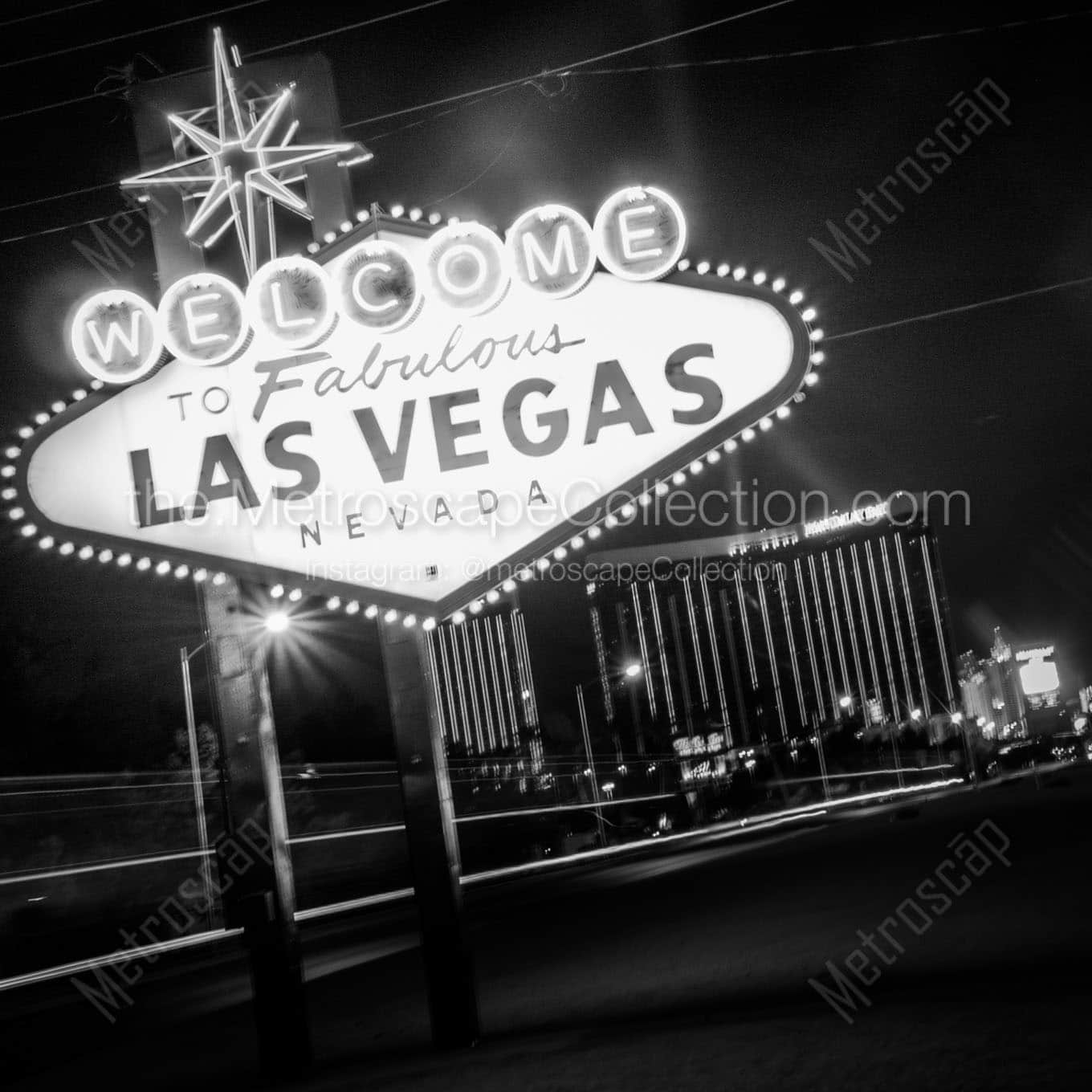 hazy las vegas sign Black & White Office Art