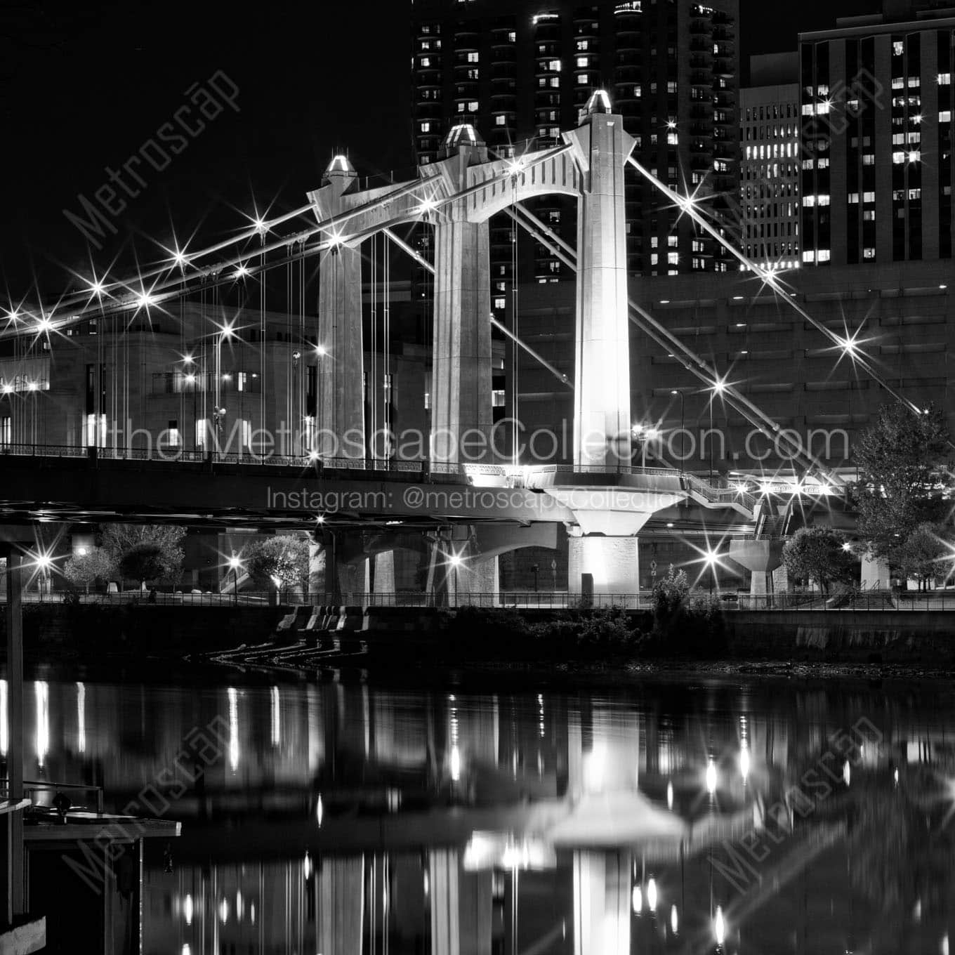 hennepin avenue bridge at night Black & White Office Art