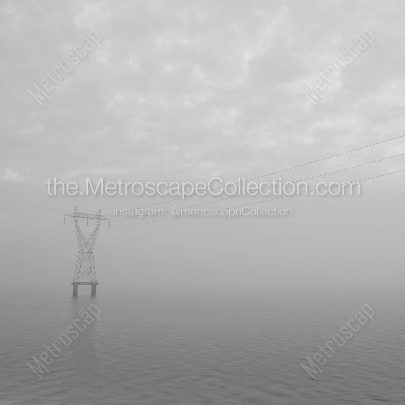 high voltage wires cross lake ponchartrain Black & White Office Art