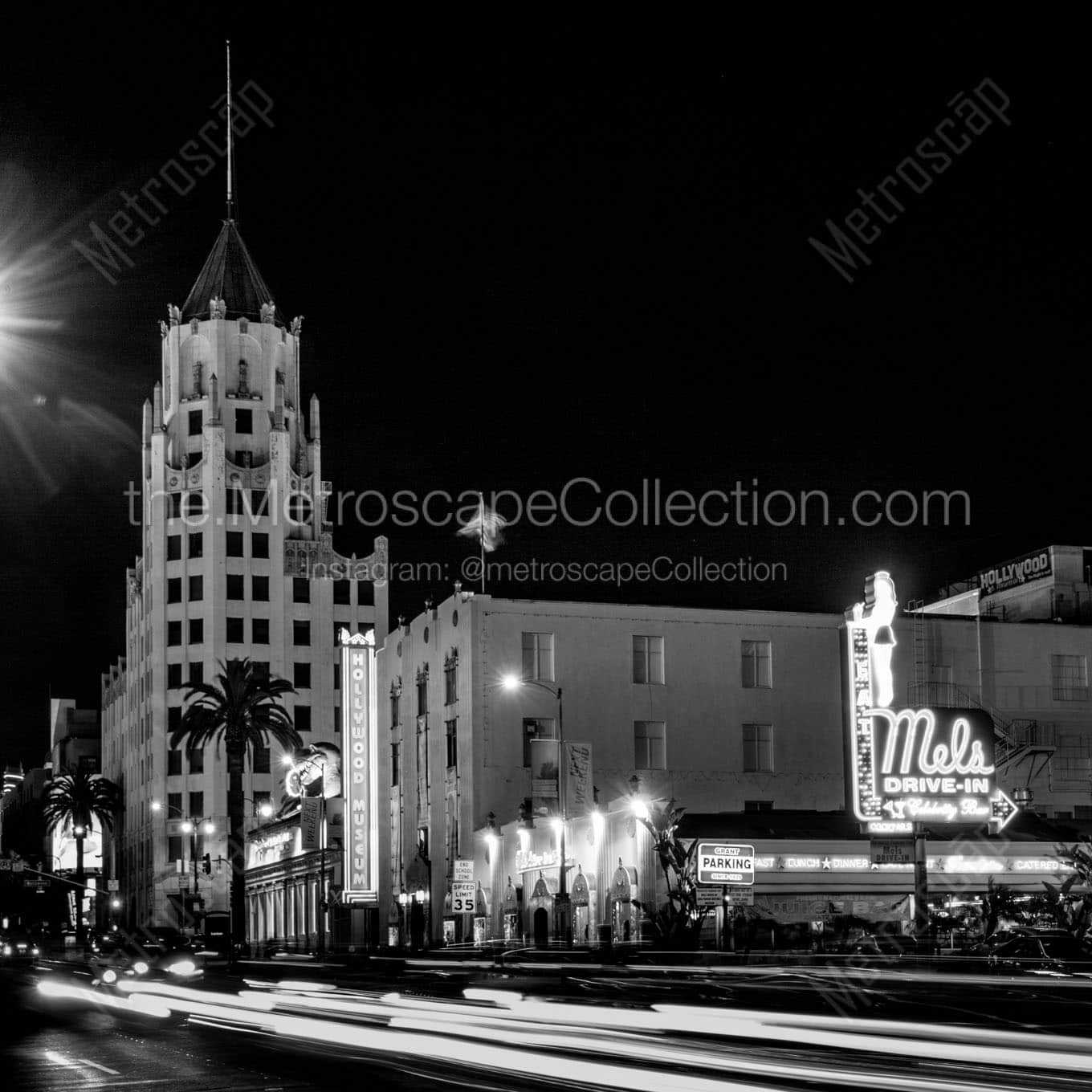 hollywood museum first national building Black & White Office Art