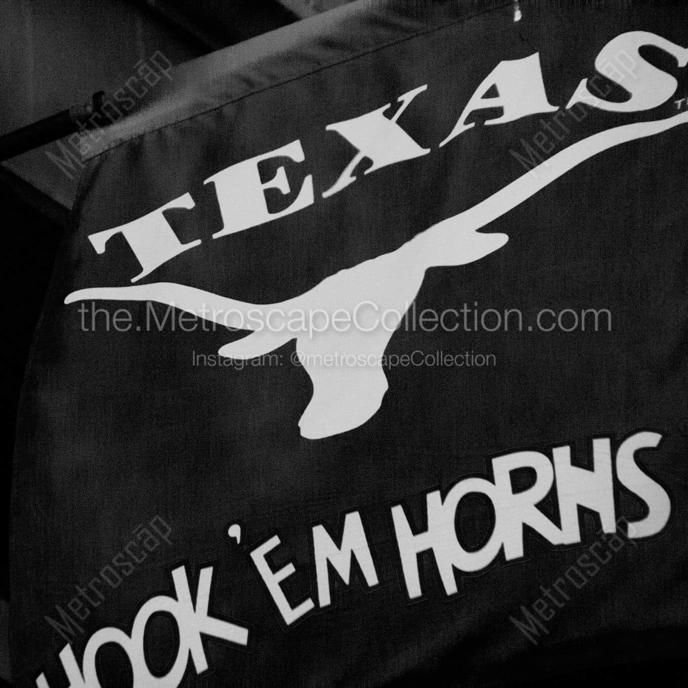 hook em horns banner on sixth Black & White Office Art