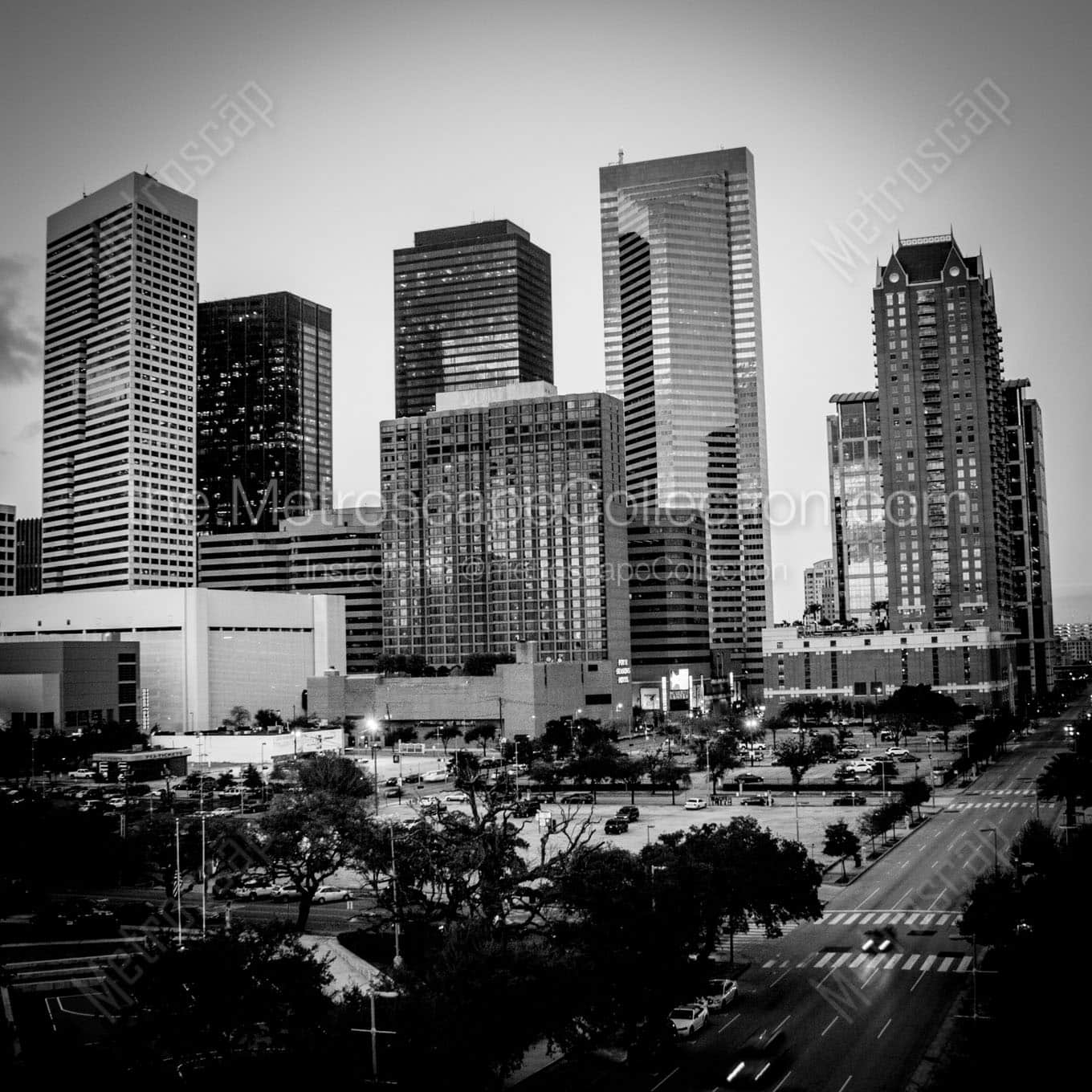 houston texas skyline Black & White Wall Art