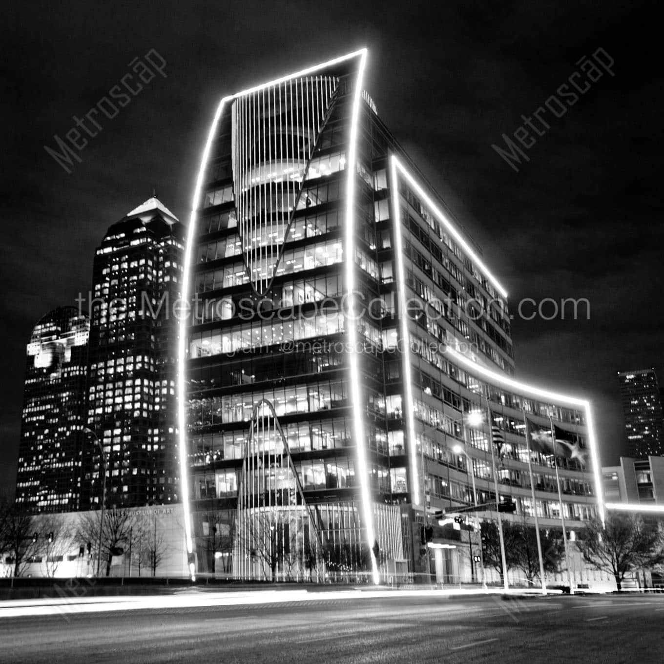 hunt building at night Black & White Office Art