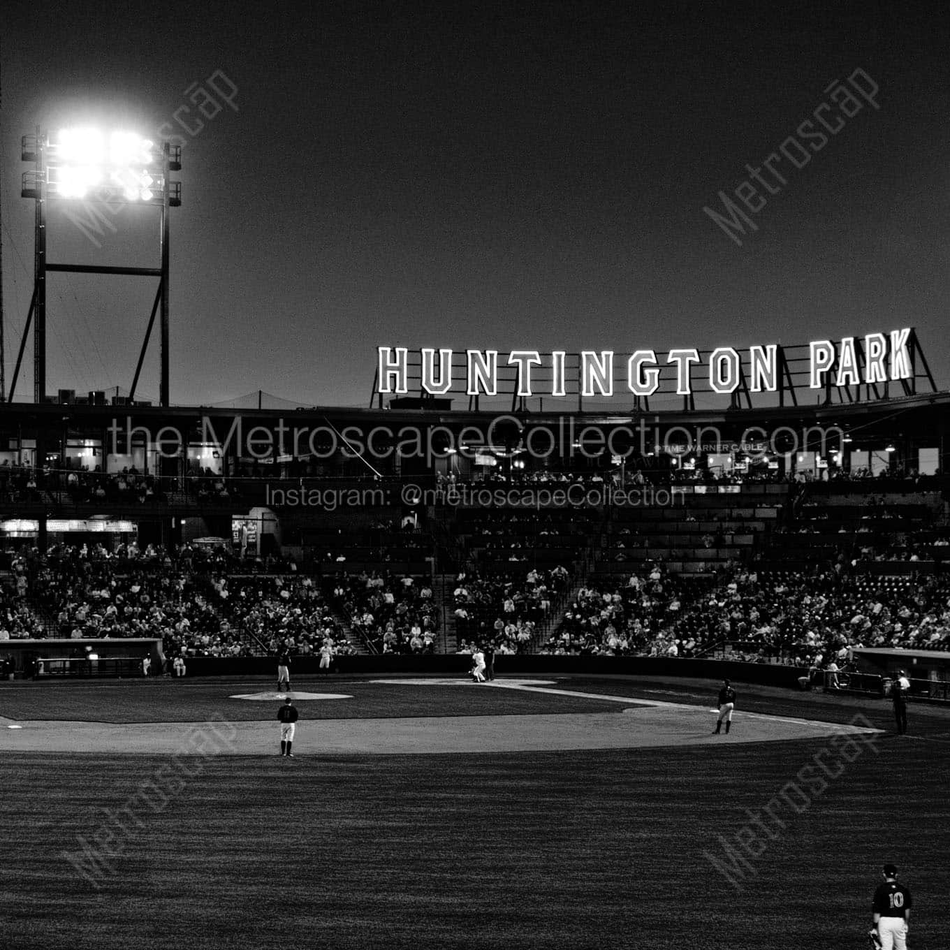 huntington park from left field bleachers Black & White Office Art