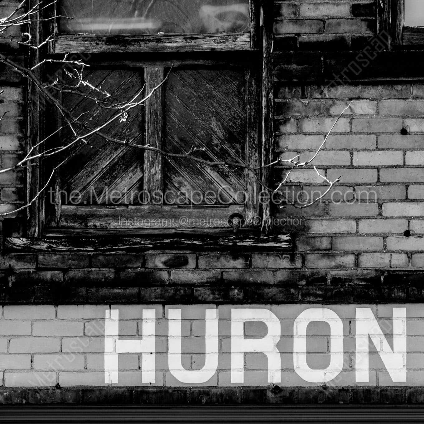 huron street sign painted on building Black & White Office Art