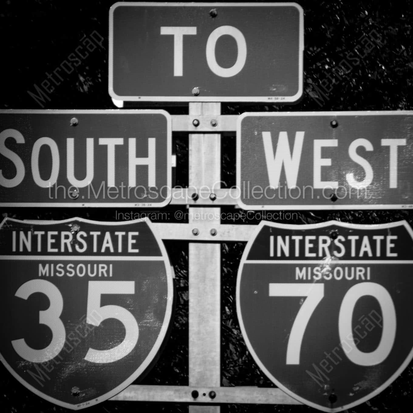 i35 i70 freeway signs Black & White Office Art