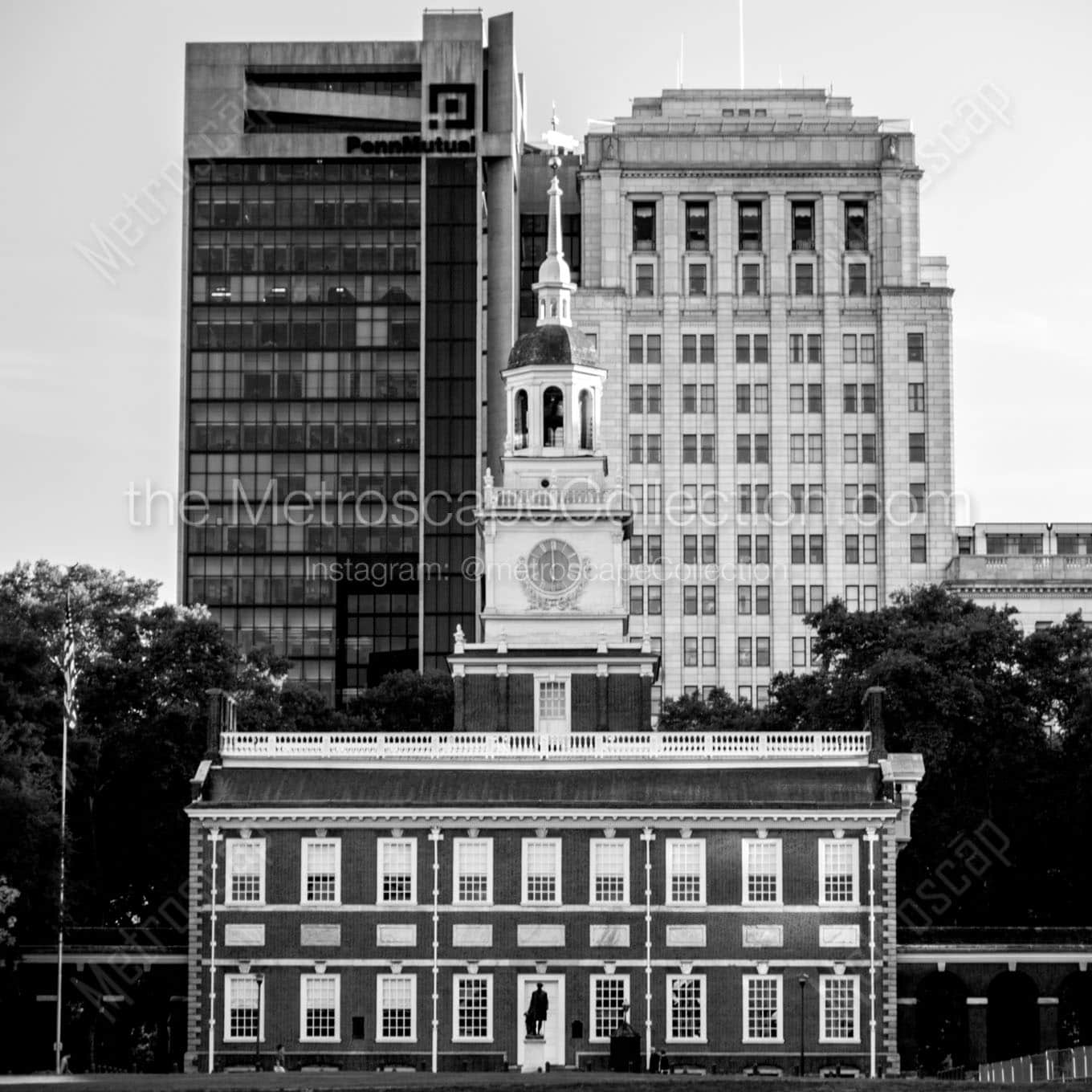 independence hall penn mutual building Black & White Office Art