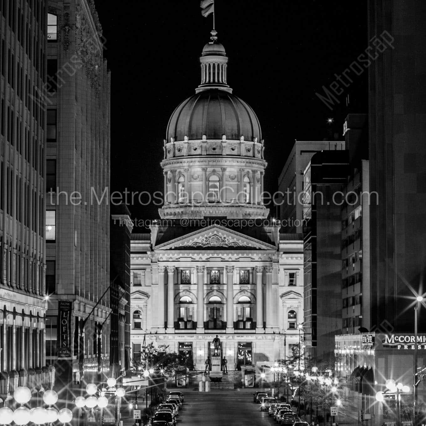 indiana capitol building Black & White Office Art