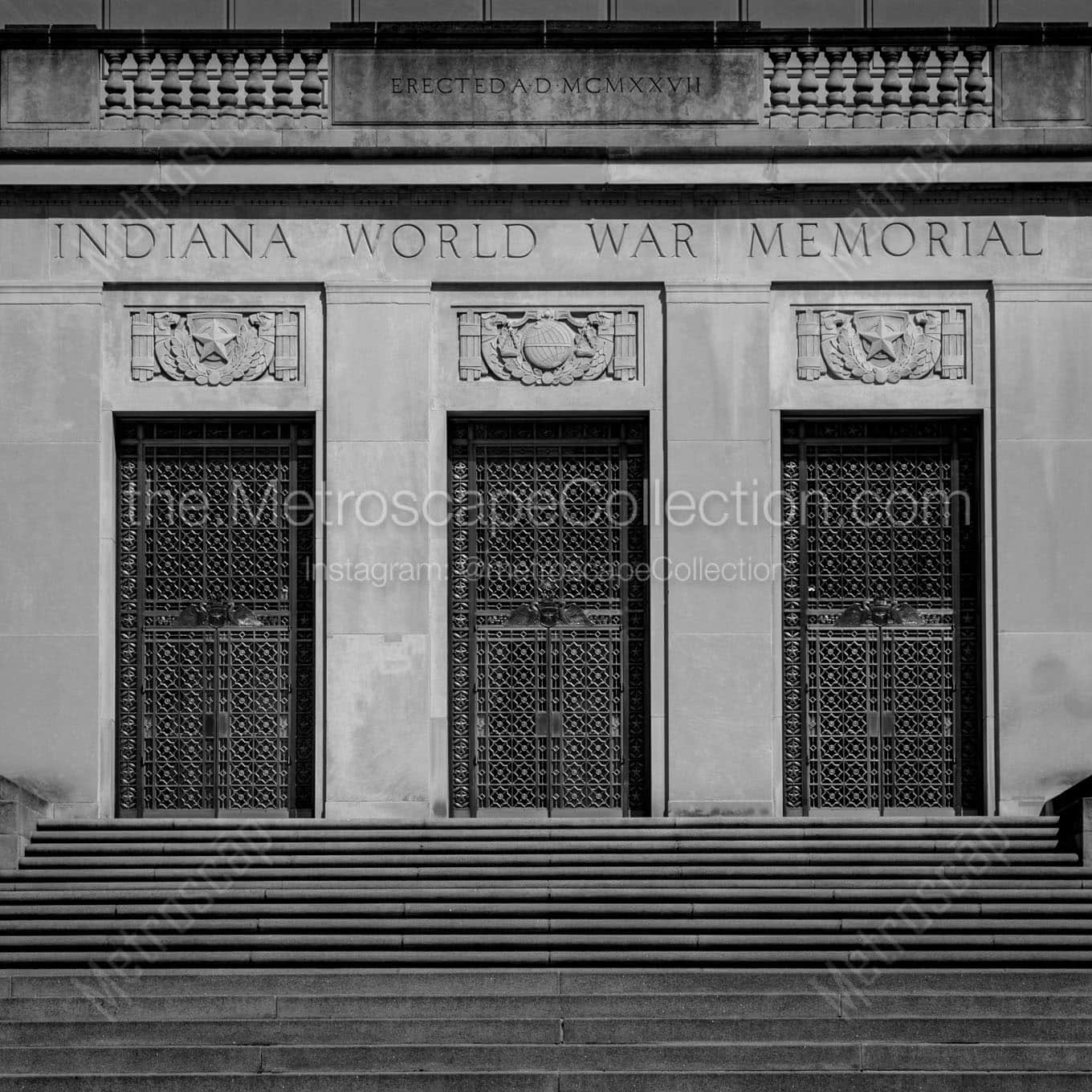 indiana world war memorial Black & White Office Art