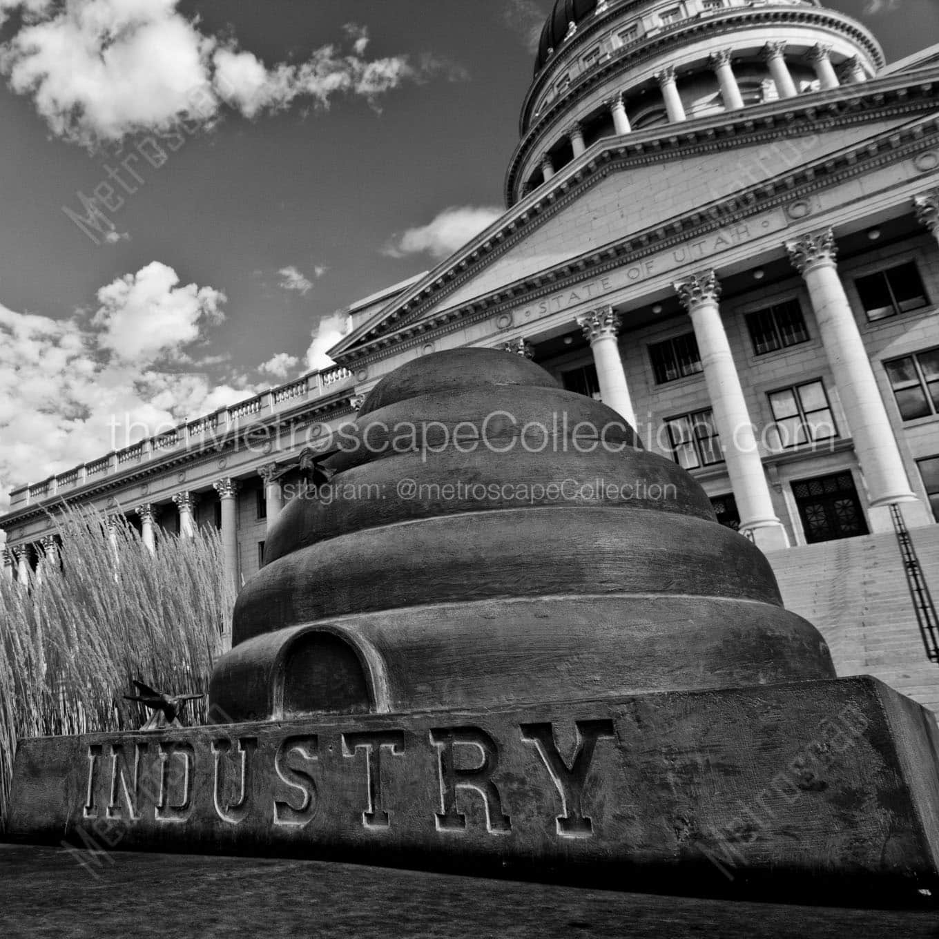 industry beehives utah capitol Black & White Office Art