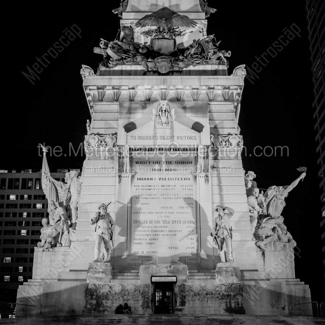 indy monument circle at night Black & White Office Art